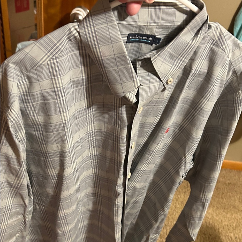 Southern Marsh Light Gray Plaid Men's Shirt